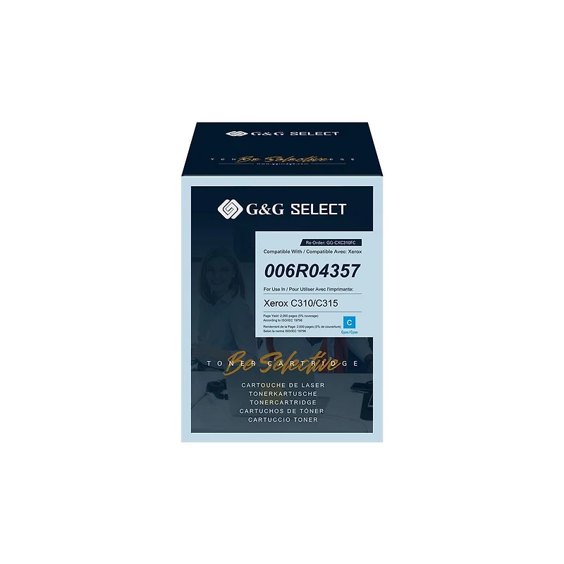 G&G Select Xerox C310/C315 Nouvelle cartouche de toner cyan compatible, 006R04357