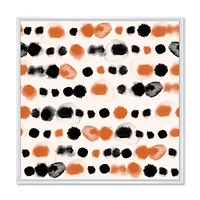 Designart Black and Orange Polka Dots FLOAT FRAME WALL ART