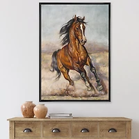 Designart Painting Of A Horse In The Race FLOAT FRAME WALL ART