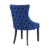 Storm Dining Chair Set of 2 – Classic and Modern Blue Velvet Dining Accent Chairs with Comfortable Upholstery and Sleek Black Wooden Legs, Perfect for Elegant Dining Spaces