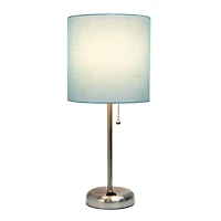 Lampe bâton Feux de la Rampe avec sortie de charge et abat-jour en tissu, Aqua