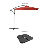 Parasol de terrasse inclinable en porte-à-faux CorLiving de 9,5 pieds avec cadre en acier