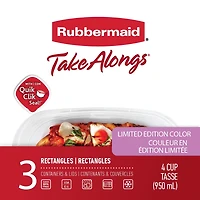 Rubbermaid TakeAlongs Rectangular Food Storage Containers, 950 mL (4 Cup), Special-Edition Orchid Purple, 3 Pack
