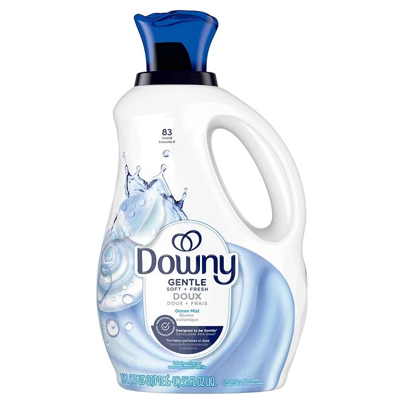 Downy Gentle Soft + Fresh Fabric Softener Liquid, Ocean Mist Scent, Liquid Fabric Softener Designed to be Gentle on Skin
