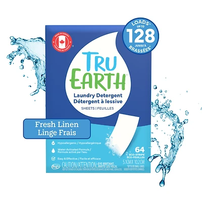 Detergent A Lessive Feuilles Tru Earth - 64 Feuilles - Linge Frais