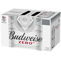 Budweiser Zero Non-Alcoholic Beer 6x355ml Cans, 0.0% Fully Brewed Non-Alcoholic Beer
