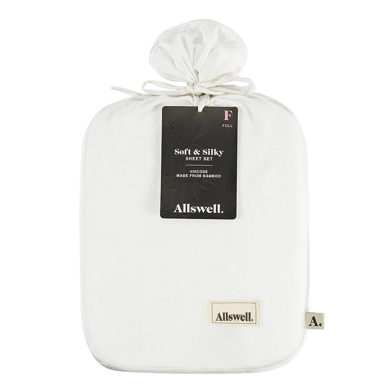 Allswell 300 Thread Count Soft & Silky 4-Piece Viscose from Bamboo Sateen Sheet Set