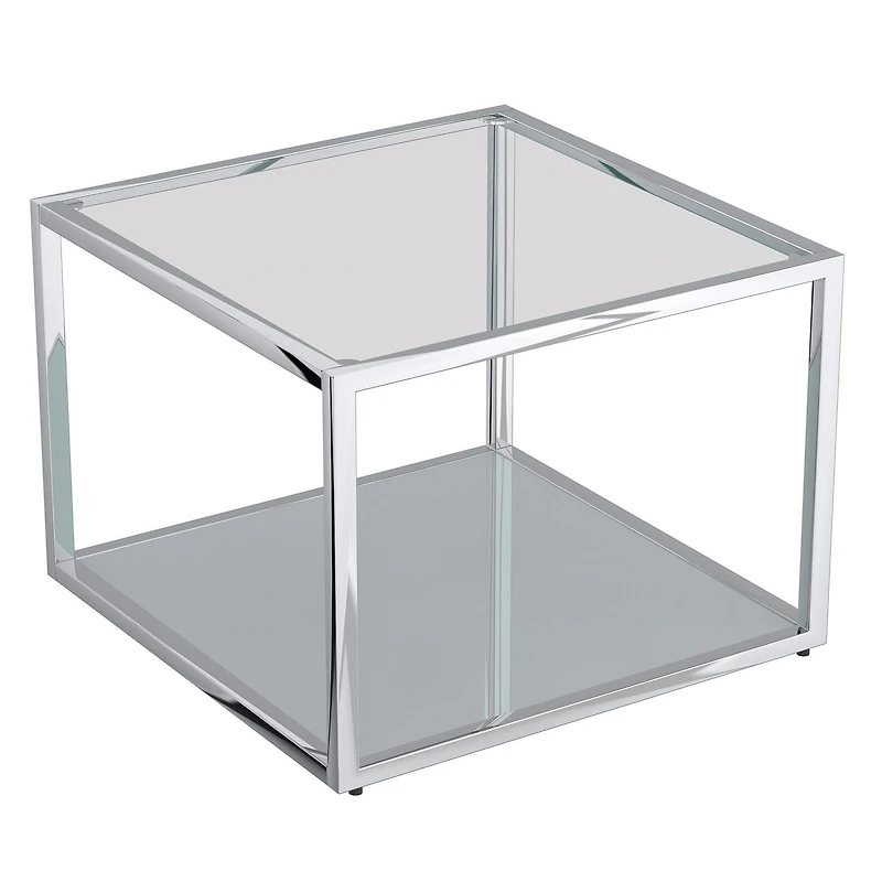Contemporary Metal and Glass Small Coffee Table Set of 3 - Silver