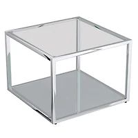 Contemporary Metal and Glass Small Coffee Table Set of 3 - Silver