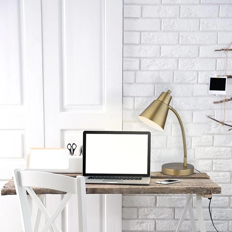 Lampe de bureau industrielle-moderne, laiton antique, Mainstays