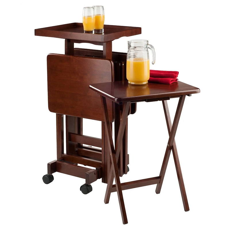 Isabelle Ensemble de tables à collations 6 pièces Noyer