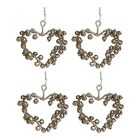 Metal Hanging Ornament Bell Heart - Set of 4