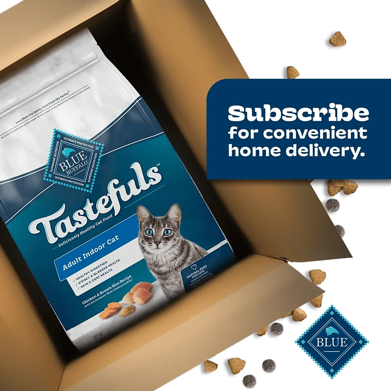 Nourriture sèche pour chats d'intérieur Blue Buffalo Tastefuls au poulet et riz brun pour adultes 0,9kg
