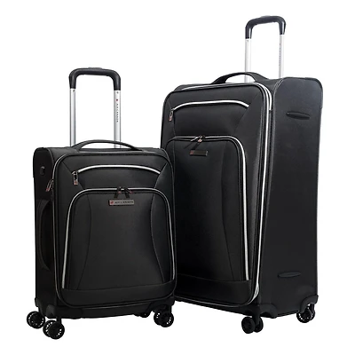 Ensemble de Bagages Souples 2 Pièces, Set de Valises : Grande Valise Enregistrée 28 Pouces et Valise Cabine Valises Spinner avec Roulettes