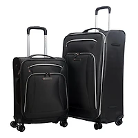 Ensemble de Bagages Souples 2 Pièces, Set de Valises : Grande Valise Enregistrée 28 Pouces et Valise Cabine Valises Spinner avec Roulettes
