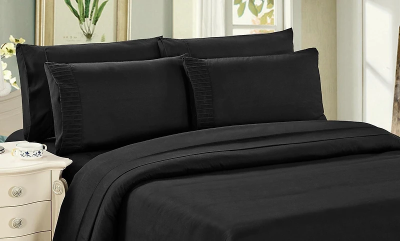 Literie Marina Décoration ultra douce et soyeuse en rayonne de bambou, toutes saisons, fermeture éclair, couleur noire
