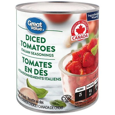 Tomates en dés avec assaisonnements italiens Great Value Tomates en dés avec assaison ital GV