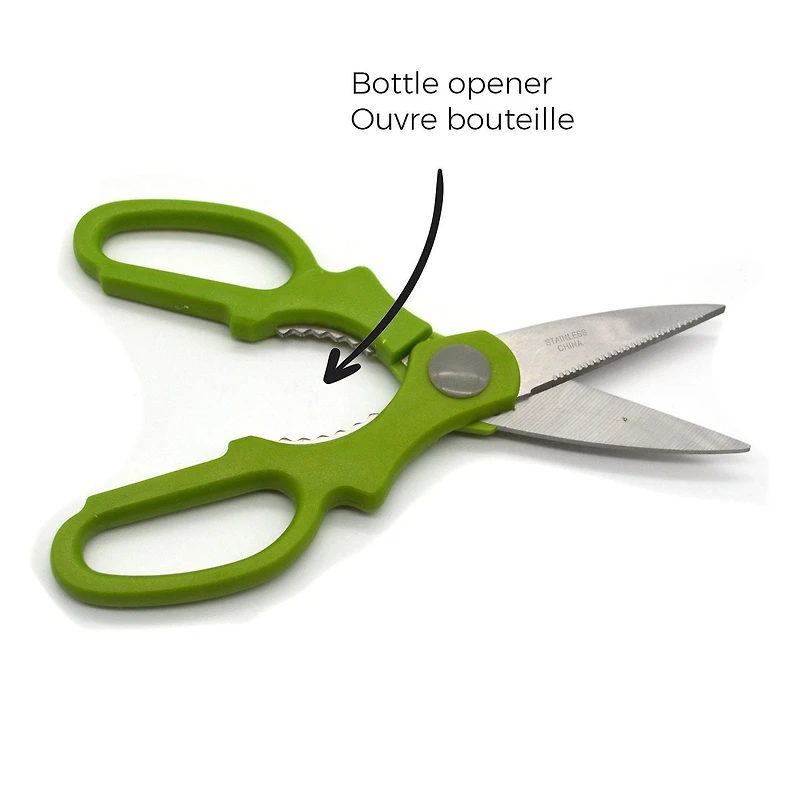 Starfrit Kitchen Scissors, Stainless Steel Blades, Serrated Edge for Better Grip, Multi-Purpose Food Shears, Nutcracker Center, Starfrit Kitchen Scissors feature sharp stainless steel blades with a serrated edge for better grip. Perfect for cutting food packaging, slicing food, and the center acts as a nutcracker or lobster claw breaker. A versatile and essential tool for any kitchen.