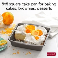 GoodCook Everyday Nonstick Steel Square Cake Pan, 8", Gray, GC 8"SQ CAKE PAN