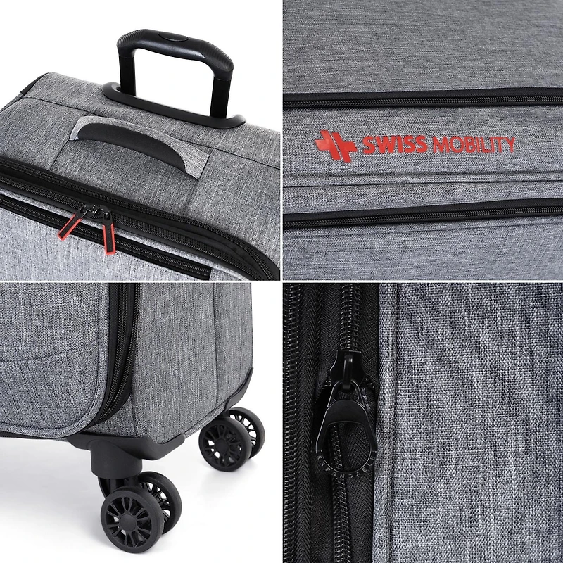 Swiss Mobility -YYZ Collection - SOFTSIDE LUGGAGE WITH DOUBLE 360-DEGREE SPINNER WHEELS - CHARCOAL