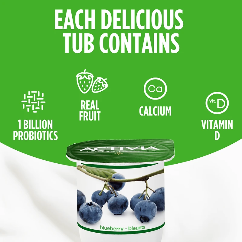 Activia Yogourt probiotique, bleuets et vanille 12 x 100 g