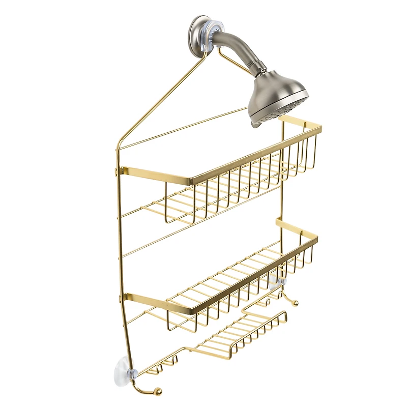 Era Fairmont Jumbo Shower Caddy, Warm Gold 16.14x20.46in, 3 tier caddy