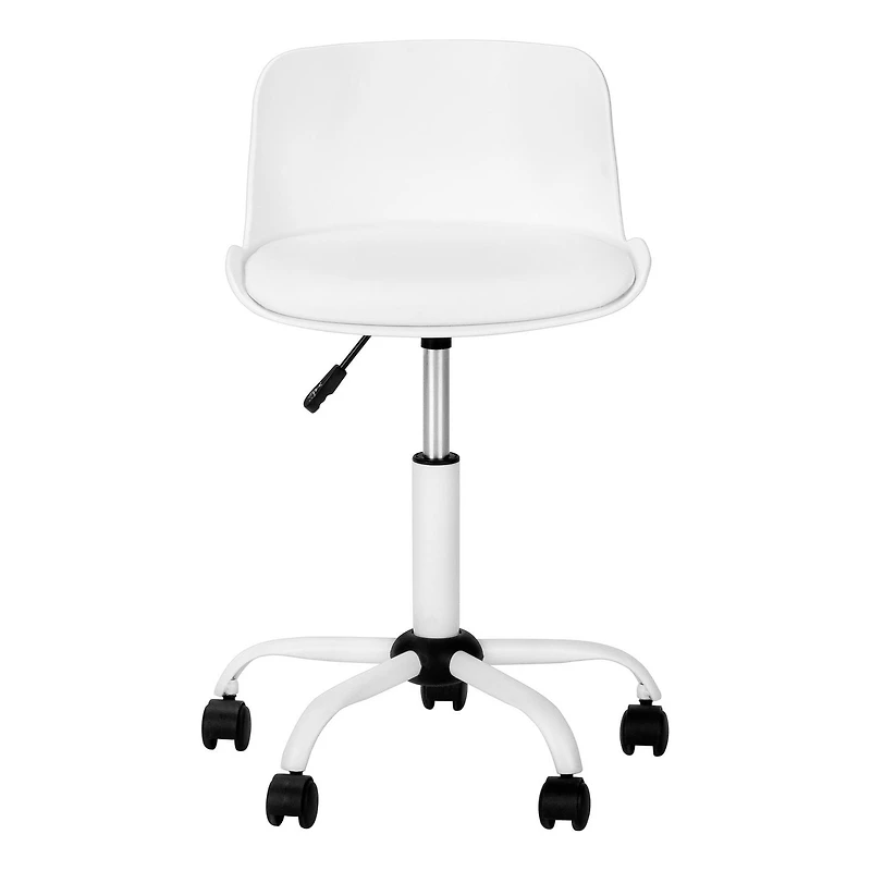 Monarch Specialties Chaise De Bureau, Hauteur Ajustable, Pivotant, Ergonomique, Bureau, Travail, Juvénile, Métal, Pu D'aspect Cuir, Blanc, Contemporain, Moderne