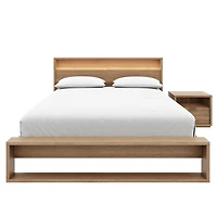 Ensemble de chambre à coucher Gael 3 pièces avec lit queen size, sommier à lattes, tête de lit avec éclairage intégré et table de chevet