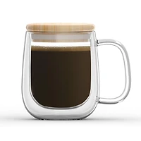 Tasse à double paroi avec un couvercle en bambou 350 ml Ensemle de 2