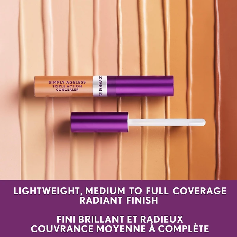COVERGIRL Simply Ageless Triple Action Concealer Infused with Hyaluronic Complex, Vitamin C & Niacinamide, 7.3ml refreshing concealer