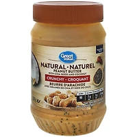 Beurre d’arachide croquant naturel Great Value avec graines de chia et noix de coco 500 g