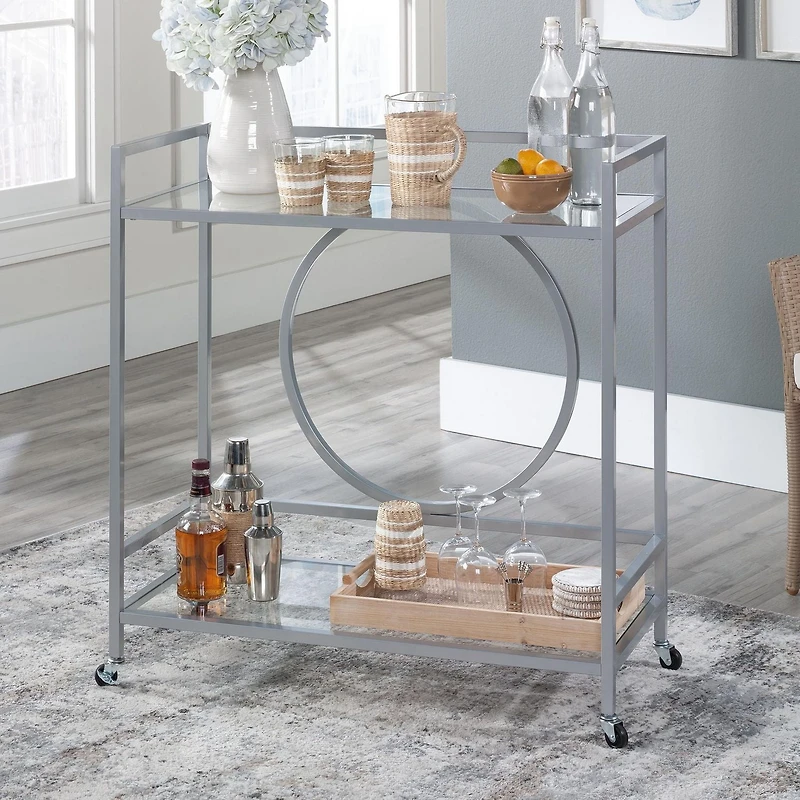 Sauder La Collection International Lux Desserte bar en Finition Silver