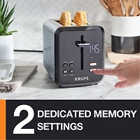 KRUPS My Memory Digital Stainless Steel 2-Slice Toaster, 7 Shade Setting with Extra Large LED Display