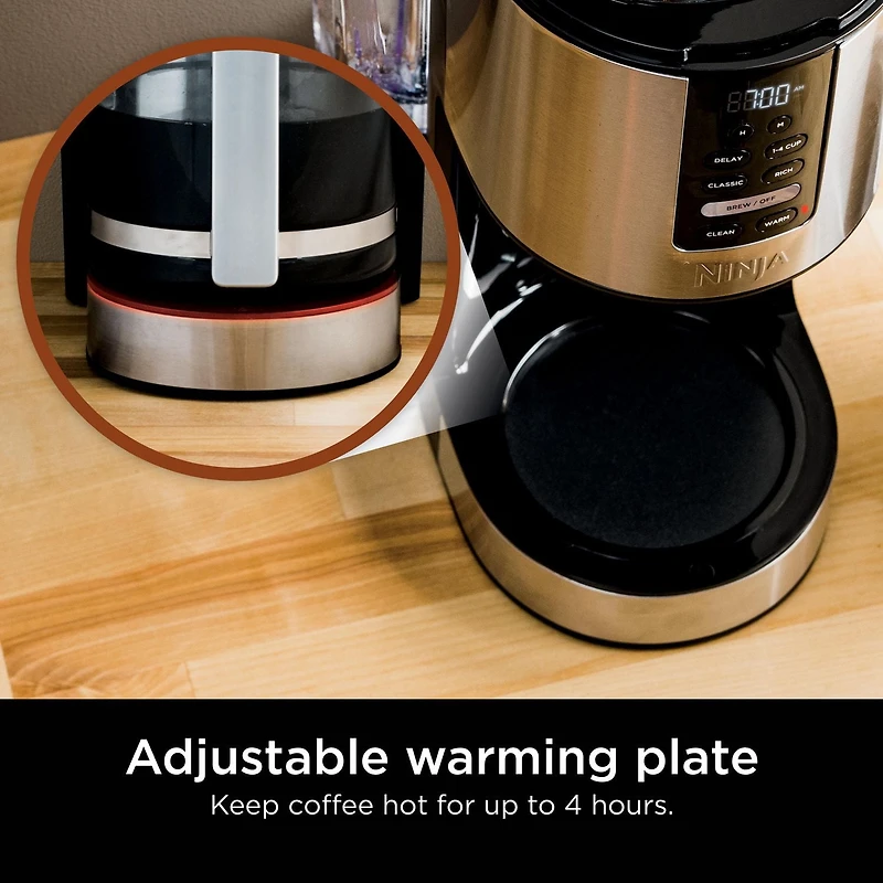 Ninja DCM200C Programmable XL 14-Cup Coffee Maker, 14-Cup Glass Carafe, with Permanent Filter, Stainless Steel, Hotter Brewing Technology