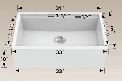 American Imaginations 33-in. W CSA Approved White Granite Composite Kitchen Sink With 1 BowlAI-34571