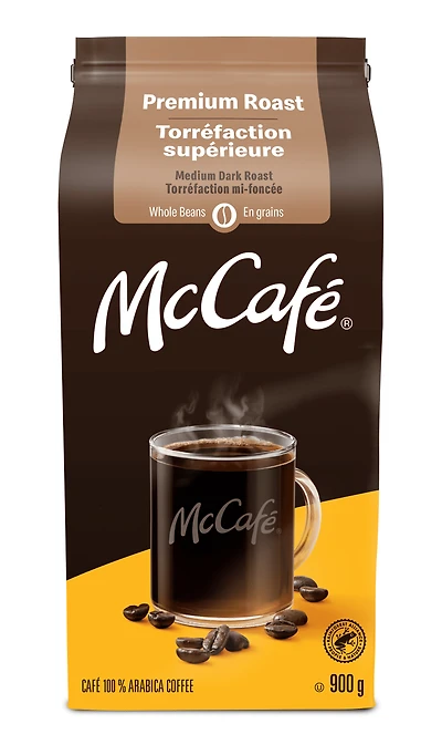 McCafé Premium Medium Dark Roast, Whole Bean Coffee, 900g