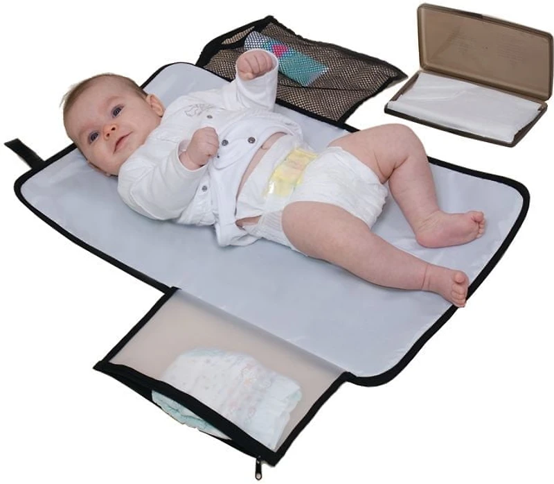 Jolly Jumper Change Eze Pad avec poignée de transport | Tapis à langer portable avec 2 poches zippées | Surface facile à nettoyer et attache pour poussette Surface d'essuyage facile