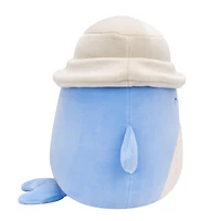 Squishmallows Original 7,5 pouces Samir la baleine bleue avec chapeau beige – Peluche officielle Jazwares (petit)