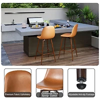 Homy Casa Lot de 4 tabourets de bar modernes, pivotant à 360°, revêtement en tissu, pattes en métal réglables, Cognac