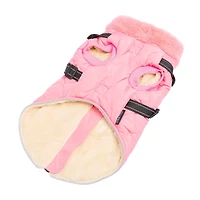 One Paw, Light Quilted Dog Vest with Harness, Pink, Light Quilted Black Dog Vest with Harness