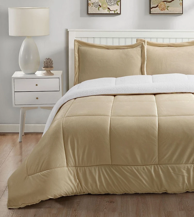 Reversible Mink & Berber Plush Sherpa Comforter Set