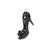 Christmas Black Glitter Ornament Stiletto - Set of 12