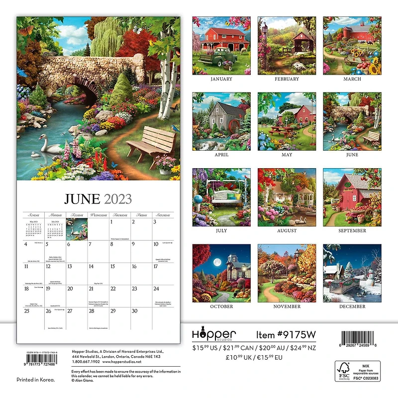 A Country Walk | 2023 12x24 Inch Square Wall Calendar