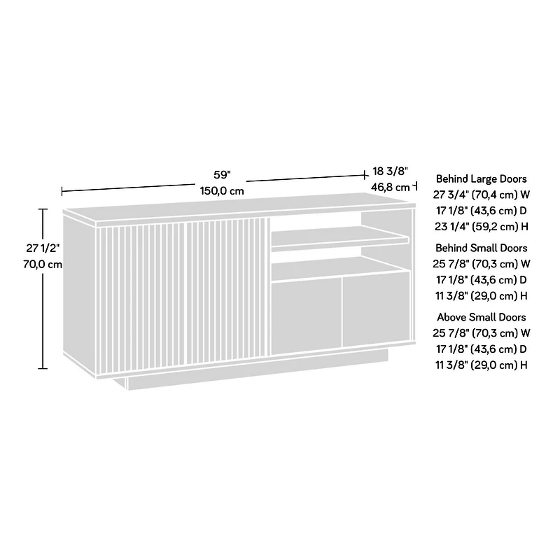 Sauder East Rock Credenza, Ashen Oak, 431761