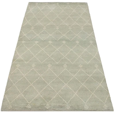 ECARPETGALLERY 5'7" x 8'0" Moroccan Tangier Hand-knotted Area Rug for Living Room, Dining Room and Bedroom in Blue