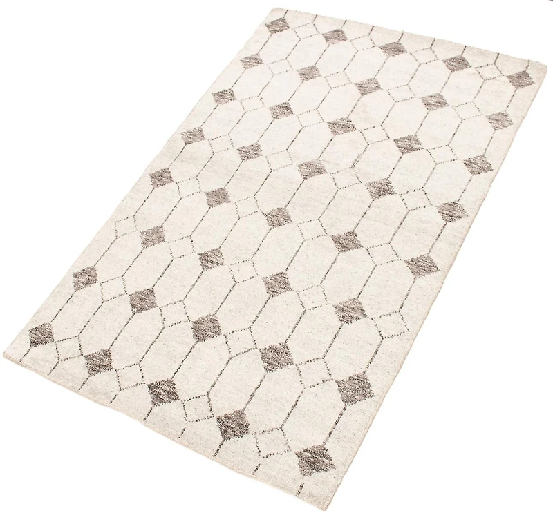 ECARPETGALLERY 4'11" x 8'0" Moroccan Tangier Hand-knotted Area Rug for Living Room, Dining Room and Bedroom in Ivory