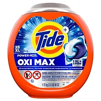 Tide Oxi Max Power PODS Laundry Detergent Pods, 25 Count, Stain Remover Plus Oxi Power, TIDE TD PWR PDS OXMX 25CT