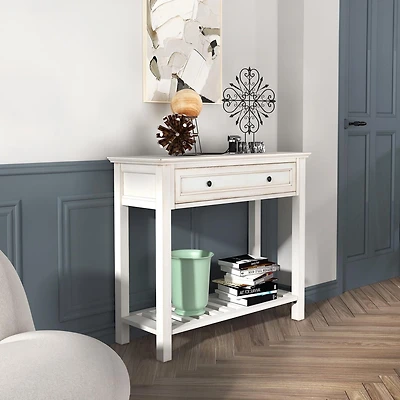 Homylin Table console avec tiroir, table d'appoint en bois étroite avec étagère, pour l'entrée, le couloir, le salon, l'entrée, le canapé, la cuisine, le hall d'entrée