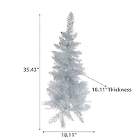 Sapin De Noël Argenté De 90 Cm, 120 Branches À Pointe Normale Avec Support En Plastique