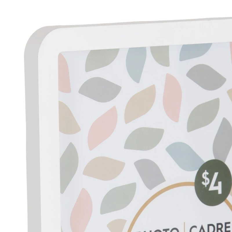 Cadre à photos décoratif blanc avec coins arrondis Boba de 20,3 cm x 25,4 cm pour table